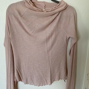 Long sleeve free people pink ruffle top